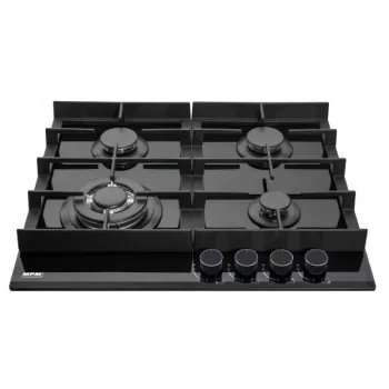 Table de cuisson au gaz MPM-60-GMH-19 verre 4 brûleurs verre trempé noir
