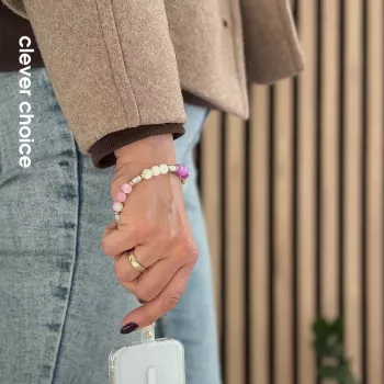 Pendentif de téléphone Crong avec perles pastel – dragonne universelle pour smartphones
