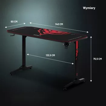 Bureau gaming Diablo X-Mate 1400 140 cm x 60 cm noir