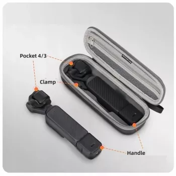 SUNNYLIFE étui rigide avec mousqueton pour DJI Osmo Pocket 4 / 3 - gris