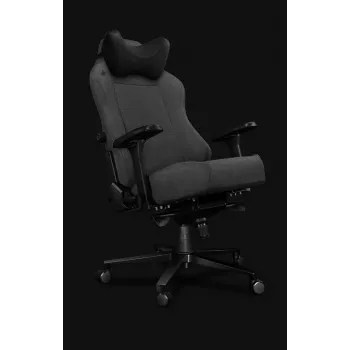 Chaise gaming tissu Yumisu 2054 gris/noir, 150 kg, accoudoirs 2D, inclinaison 90-150°