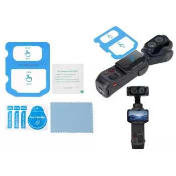 Kit de protection d'écran et d'objectif en verre trempé 9H SUNNYLIFE pour Insta360 Luna Ultra avec revêtement AR, bords 2.5D et accessoires de montage
