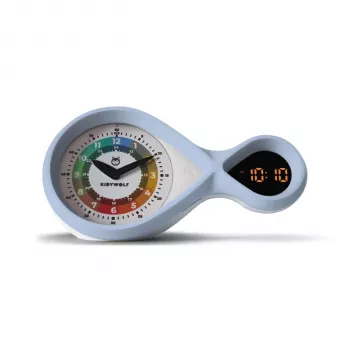 Réveil analogique et numérique Kidywolf avec veilleuse et entraîneur de sommeil, bleu clair