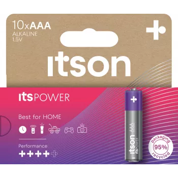 Piles alcalines ITSON LR03IPO/10HH AAA lot de 10 | 1,5V LR03 MN2400 longue durée, anti-fuite, sans mercure