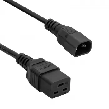 Akyga AK-UP-02 Câble de rallonge d'alimentation serveur IEC C14 vers IEC C19, 3 x 1 mm², 1,8 m, noir