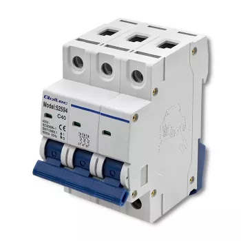 Qoltec Disjoncteur miniature 40A 3 pôles courbe C MCB 4,5kA rail DIN