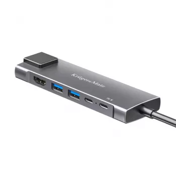 Hub multiport USB-C 6 en 1 avec HDMI 4K, 2x USB 3.0, données USB-C, 100 W PD, Ethernet Gigabit, gris sidéral