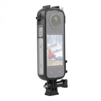 PULUZ PU979B Cadre de protection avec support et double griffe froide pour Insta360 X4 – noir