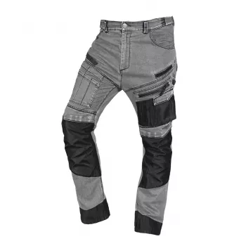 NEO TOOLS Pantalon de travail en denim avec renforts Oxford, gris, taille XXXL (EU 62)