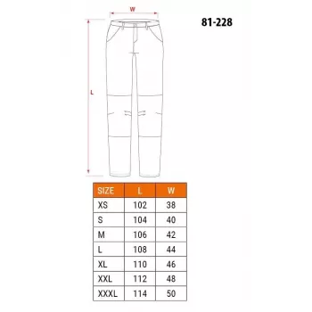 Pantalon de protection NEO Tools 81-228-XXL, gris/noir, XXL, 65 % polyester 35 % coton, 267 g/m², 10 poches, genoux renforcés, éléments réfléchissants, EN ISO 13688:2013