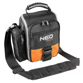 Sac à outils NEO TOOLS 84-315 avec poignée, charge 15 kg, 10 poches extérieures, fond imperméable, noir/orange