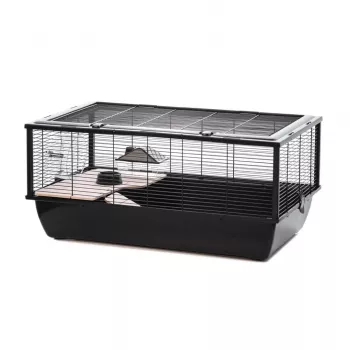 Cage pour petits animaux INZ INTER-ZOO Bob + Wood noire 780x480x360 mm