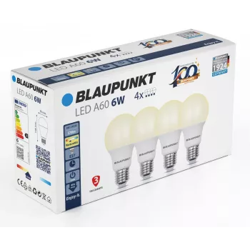 Lampe LED Blaupunkt E27 A60 570 lm 6 W 2700 K, lot de 4 (BLAUPUNKT-E27-6W-WW-4)