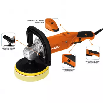Polisseuse rotative NEO TOOLS 04-701 900W 150mm à vitesse variable avec démarrage progressif