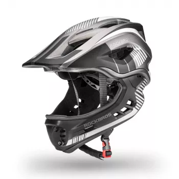 Casque de vélo enfant Rockbros TT-32SBTG-S avec mentonnière amovible, taille S, gris