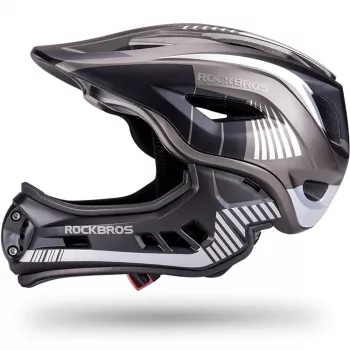 Casque de vélo enfant Rockbros TT-32SBTG-S avec mentonnière amovible, taille S, gris