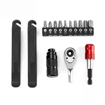 Kit de réparation d'urgence pour vélo ROCKBROS 16 en 1, mini-pompe, démonte-pneus, rustines, noir