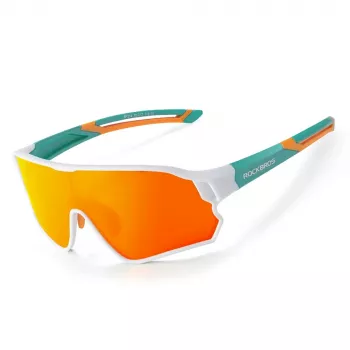 Lunettes de cyclisme polarisées ROCKBROS pour enfants 8-14 ans, protection UV400, monture TR90, vert-blanc