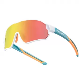 Lunettes de cyclisme polarisées ROCKBROS pour enfants 8-14 ans, protection UV400, monture TR90, vert-blanc