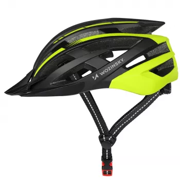 WOZINSKY MTB Bicycle Helmet with Detachable Visor and USB Rear Light, 57-62 cm, Black-Yellow