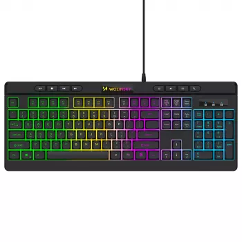 Wozinsky WKG-1044 Clavier gaming filaire, membrane, rétroéclairage RGB, noir, format complet, USB-A, 104 touches, anti-ghosting