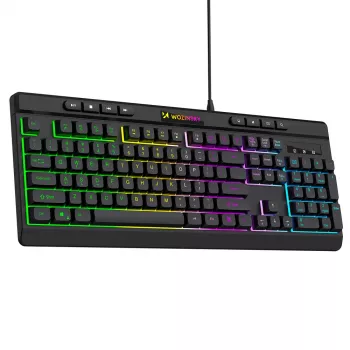 Wozinsky WKG-1044 Clavier gaming filaire, membrane, rétroéclairage RGB, noir, format complet, USB-A, 104 touches, anti-ghosting