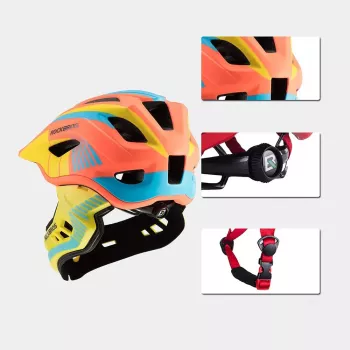 ROBOROCK Rockbros TT-32SOYB-M Kids' Bike Helmet with Detachable Chin Guard, Size M, Yellow-Orange