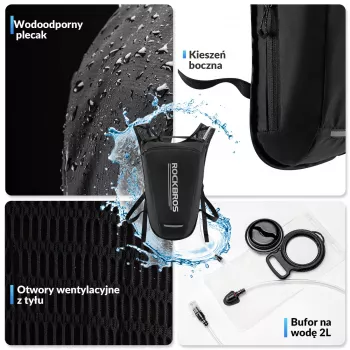 Sac à dos d'hydratation Rockbros H32 avec poche à eau 2L - noir