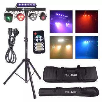 LIGHT4ME BEAM LASER STROBE LED PAR DERBY UV I - projecteur de scène multi-effets 4-en-1 avec laser rouge/vert, UV et contrôle DMX