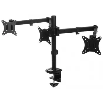 Bras de bureau à gaz BRATECK LDT66-C034 pour un seul moniteur de 17 à 32 pouces, 9 kg, VESA 75/100, fixation par pince et passe-câble, noir