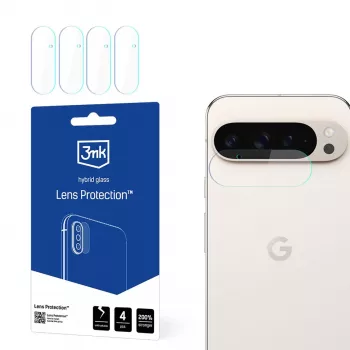Protection d'objectif 3mk pour Google Pixel 9 Pro XL – protection de caméra en verre trempé, dureté 9H, revêtement oléophobe, installation sans bulles