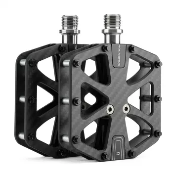 Pédales de vélo plates Rockbros C525 en composite fibre de carbone – noires