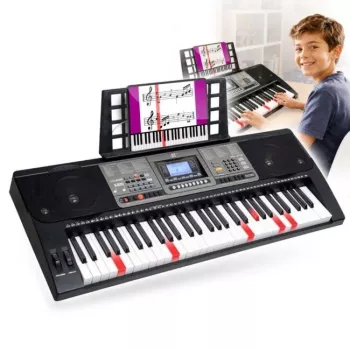 Clavier électronique MIDI pédagogique MK 816 61 touches avec 128 sonorités, 128 rythmes, enregistrement, affichage LED, USB MIDI, sortie casque, entrée microphone, adaptateur secteur inclus
