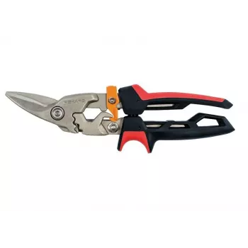 Cisaille à tôle aviation pour gaucher Fiskars PowerGear X, capacité de coupe 20 mm, lames revêtues PTFE, poignées FiberComp