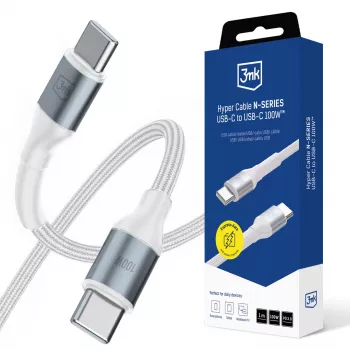 Câble 3mk Hyper Cable N-SERIES USB-C vers USB-C 1 m 100 W blanc