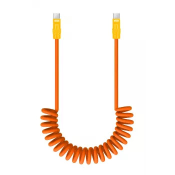 Câble Newell USB-C vers USB-C 100 W, 1,5 m, silicone, spiralé, orange-jaune
