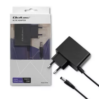 Adaptateur secteur enfichable Qoltec 15W AC/DC 7,5V 2A avec connecteur cylindrique 5,5x2,1mm