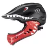 ROCKBROS TT-32005 Shark Kids' Convertible Full-Face Bicycle Helmet with Detachable Chin Guard, Size M (54-58 cm), Black