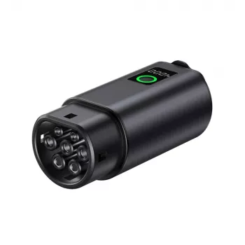 Adaptateur V2L HURTEL Type 2 vers Schuko 3500W avec indicateur de puissance et sac - Noir