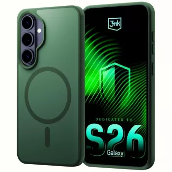 3MK PROTECTION Smoke MagCase pour Samsung Galaxy S26 - coque arrière mate verte translucide avec MagSafe, protection contre les chutes, anti-jaunissement