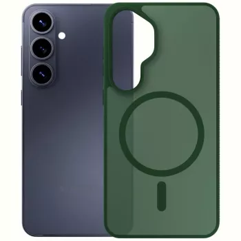 3MK PROTECTION Smoke MagCase pour Samsung Galaxy S26 - coque arrière mate verte translucide avec MagSafe, protection contre les chutes, anti-jaunissement