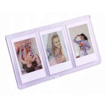 Cadre photo triple sur pied LOVEINSTANT pour tirages Instax Mini et Zink 2x3 pouces – violet