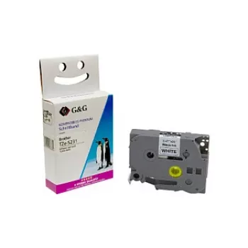 Ruban à étiquettes G&G Ninestar compatible Brother TZe-S231 12 mm noir sur blanc