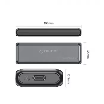 Orico DDM2-C3-G2 M.2 NVMe SSD Enclosure USB-A USB-C 3.2 10Gb/s Grey
