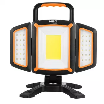 Lampe de travail LED COB rechargeable NEO TOOLS 99-125 2000lm, 20W, 6500K blanc froid, 4400mAh Li-ion, USB-C, base magnétique, IP44