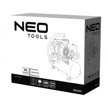 Compresseur d'air lubrifié à l'huile NEO TOOLS TOP-12K020 24L, 1,5 kW, 8 bar, 180 L/min, 230V