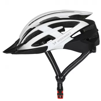 WOZINSKY MTB Bike Helmet with Detachable Visor and Rear USB Light 54-57 cm - Black-White