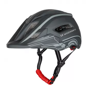 WOZINSKY Kids Full-Face Bike Helmet with Rear USB Light 52-56 cm - Grey