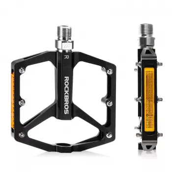Pédales de vélo réfléchissantes en aluminium ROCKBROS K371 avec roulements étanches - Noir