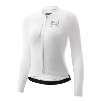 Maillot de cyclisme à manches longues femme ROCKBROS ROAD TO SKY blanc taille S